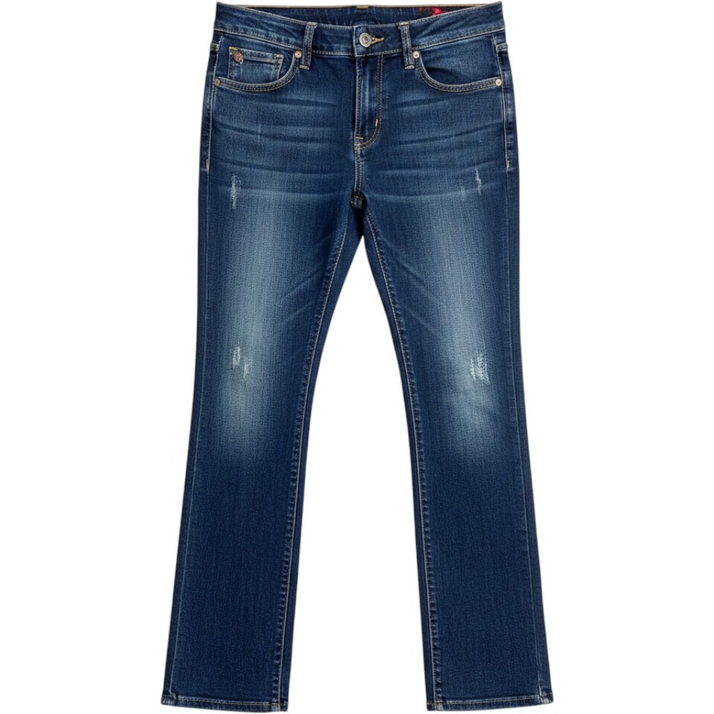 Rose Royce Red Label London Monique Jeans Women 29 Blue Bootcut Fleur-De-Lis Y2K